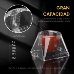 AMBITION INK CUPS TRANSPARENTES ESTERILIZADOS 1.2mL  240 Unid(12 Bolsas de 12 Unidades)