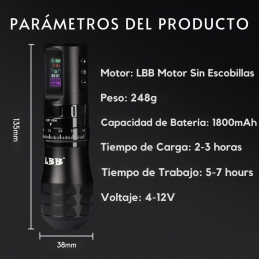 LBB S20 MAX Máquina de Tatuaje Inalámbrica de Stroke Regulable con 2 Baterías