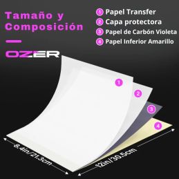 OZER M 100 Unidades Papel Hectográfico Termocopiadora & Manual