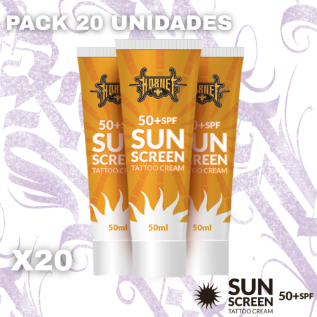 PACK 20 UNIDADES SUN SCREEN Tattoo Cream 50+SPF HORNET 50ml