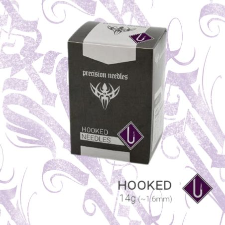 AGUJAS AMERICANAS ESTERILIZADAS 14G HOOKED (GANCHO) PRECISION NEEDLES 50 UNIDADES 