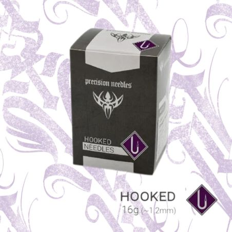 AGUJAS AMERICANAS ESTERILIZADAS 16G HOOKED (GANCHO) PRECISION NEEDLES 100 UNIDADES