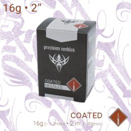 AGUJAS AMERICANAS ESTERILIZADAS 48MM COATED (RECUBIERTAS) PRECISION NEEDLES 100 UNIDADES 