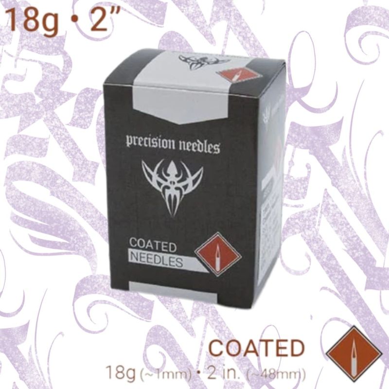 AGUJAS AMERICANAS ESTERILIZADAS 48MM COATED (RECUBIERTAS) PRECISION NEEDLES 100 UNIDADES 