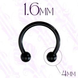 Circular Barbell 1.6mm y dos bolas 4mm color negro. 
