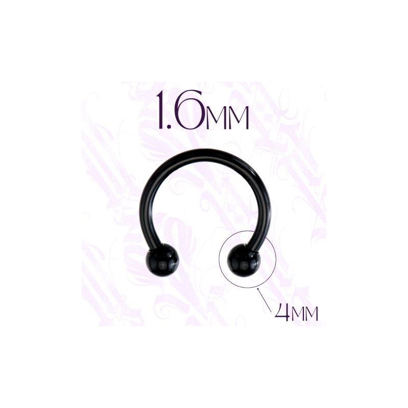 Circular Barbell 1.6mm y dos bolas 4mm color negro. 
