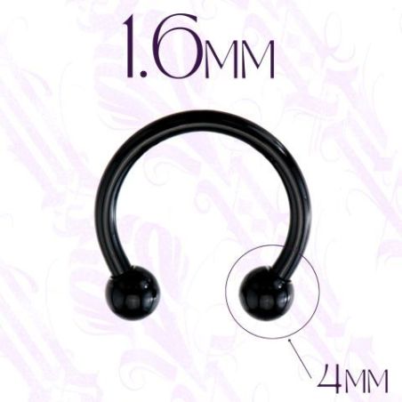 Circular Barbell 1.6mm y dos bolas 4mm color negro. 