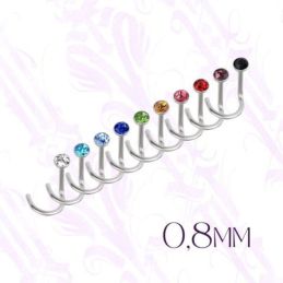 Nostril Acero 0,80mm  (Bola Cristal 2,5mm)