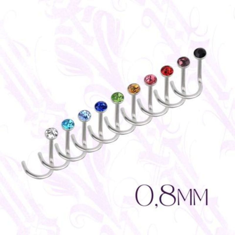 Nostril Acero 0,80mm  (Bola Cristal 2,5mm)