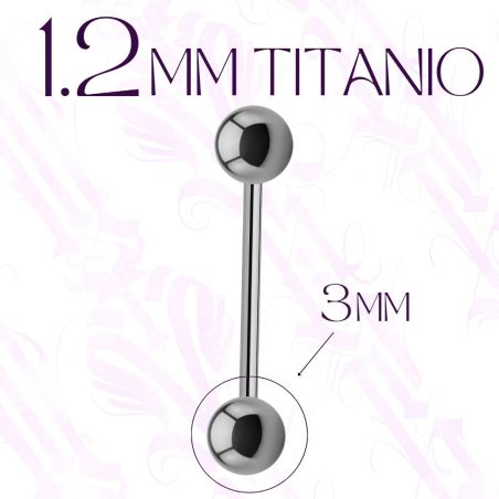 Barbell Titanio 1,2mm y bola 3mm