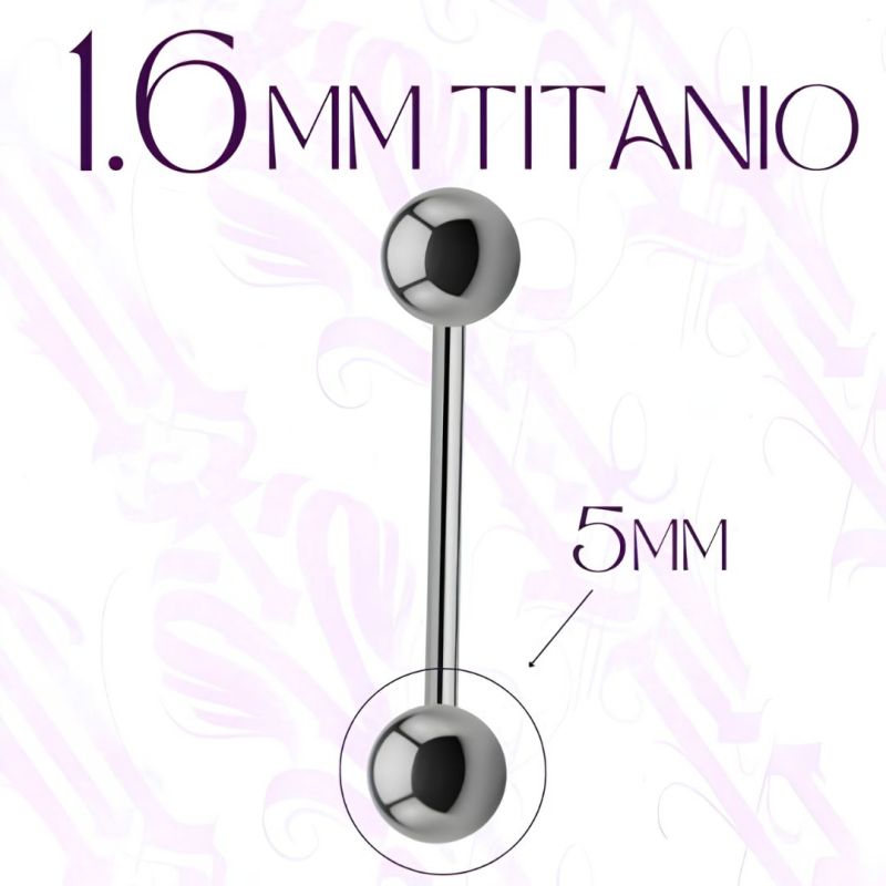 Barbell Titanio 1,6mm y bola 5mm