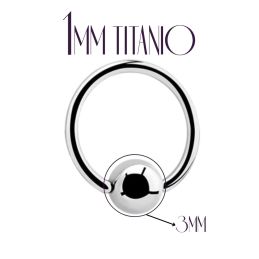 Aro Cerrado Titanio de 1mm con Bola 3mm