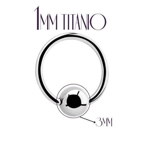 Aro Cerrado Titanio de 1mm con Bola 3mm