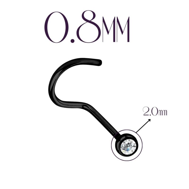 Nostril color negro 0.8mm (Bola Cristal 2mm) 
