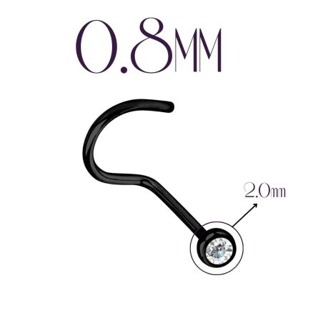 Nostril color negro 0.8mm (Bola Cristal 2mm) 