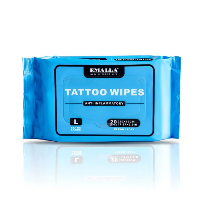 EMALLA Tattoo AfterCare Anti inflammatory Wipes Large/ Extra Large - Toallitas húmedas desinfectantes