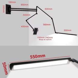 Lámpara LED de PARED Plegable con SOPORTE para TABLET/iPAD