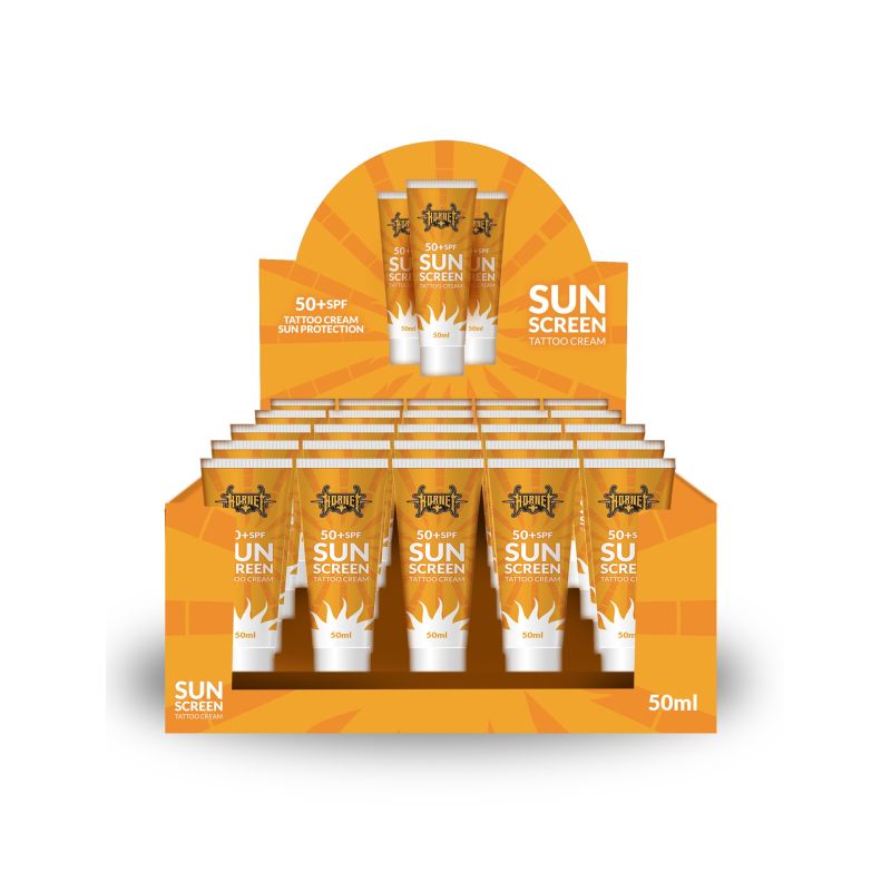 SUN SCREEN Tattoo Cream 50+SPF HORNET 50ml - EXPOSITOR 25 UNIDADES