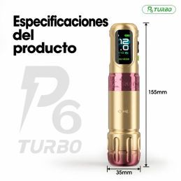 EZ P6 TURBO DOS BATERÍAS- MÁQUINA DE TATUAJE INALÁMBRICA CON STROKE REGULABLE 