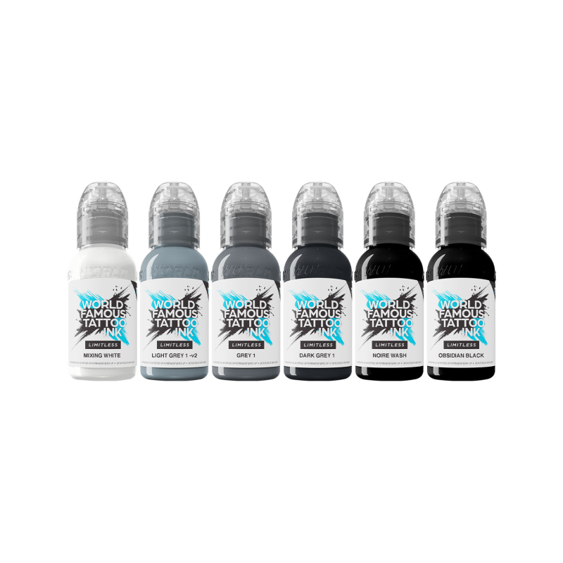 World Famous Limitless Tattoo Ink - Thomas Carli Jarlier Noire Ink Set v2 - 6x 30ml 