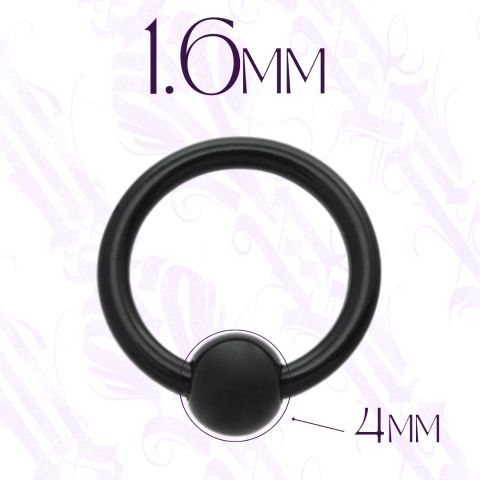 Aro Cerrado de 1,6mm con bola de 4mm color negro