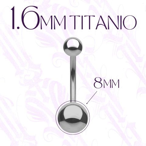 Banana ombligo Titanio 1,6mm bola 8mm